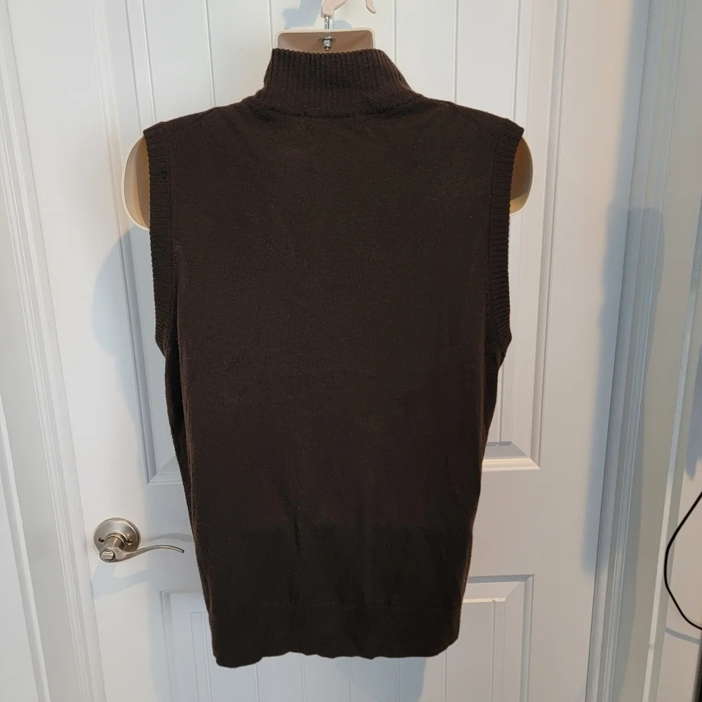 Mens Medium Vest Cremieux Classics Dark Brown Full zip 100 % wool